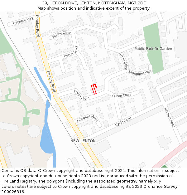 39, HERON DRIVE, LENTON, NOTTINGHAM, NG7 2DE: Location map and indicative extent of plot