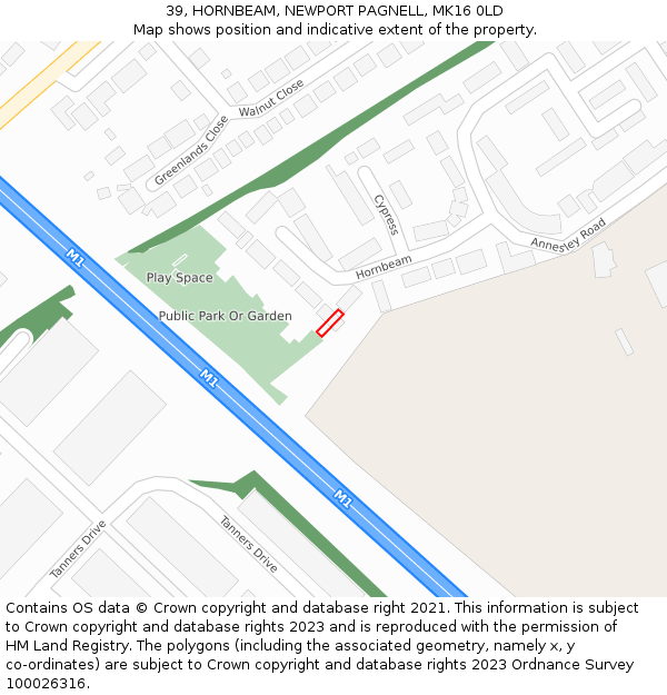 39, HORNBEAM, NEWPORT PAGNELL, MK16 0LD: Location map and indicative extent of plot