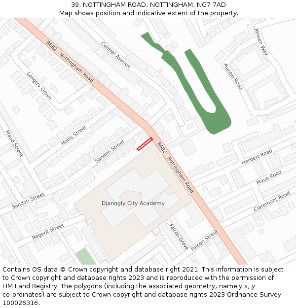 39, NOTTINGHAM ROAD, NOTTINGHAM, NG7 7AD: Location map and indicative extent of plot