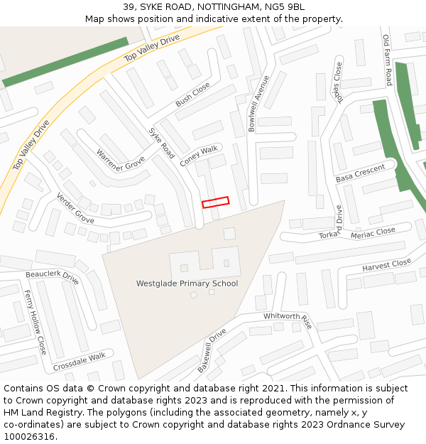 39, SYKE ROAD, NOTTINGHAM, NG5 9BL: Location map and indicative extent of plot