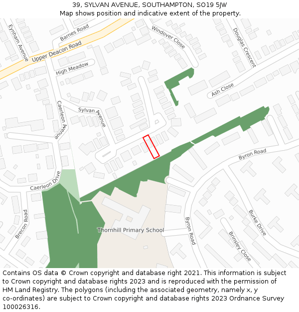 39, SYLVAN AVENUE, SOUTHAMPTON, SO19 5JW: Location map and indicative extent of plot