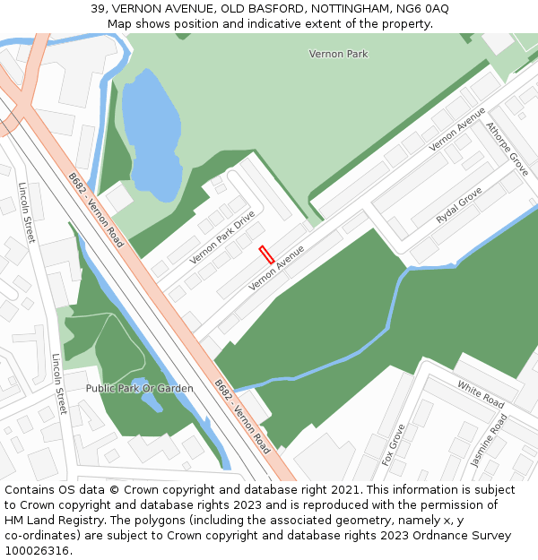 39, VERNON AVENUE, OLD BASFORD, NOTTINGHAM, NG6 0AQ: Location map and indicative extent of plot