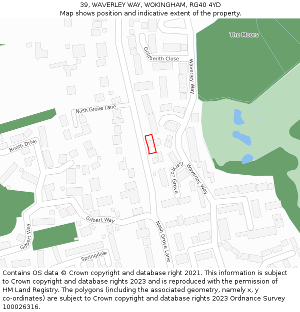 39, WAVERLEY WAY, WOKINGHAM, RG40 4YD: Location map and indicative extent of plot