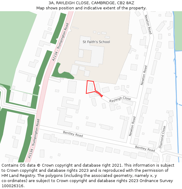3A, RAYLEIGH CLOSE, CAMBRIDGE, CB2 8AZ: Location map and indicative extent of plot