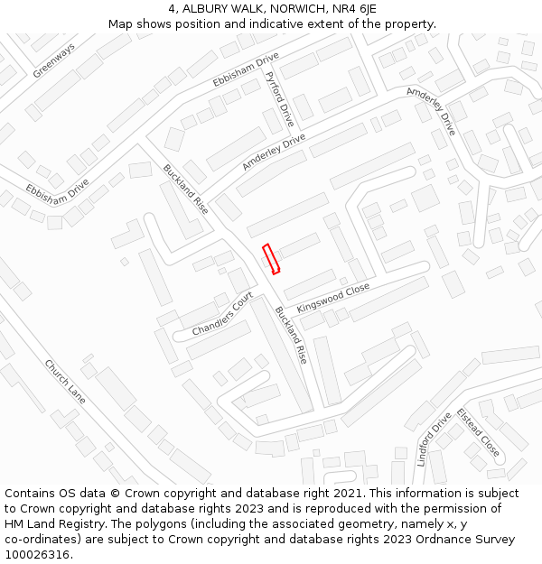 4, ALBURY WALK, NORWICH, NR4 6JE: Location map and indicative extent of plot