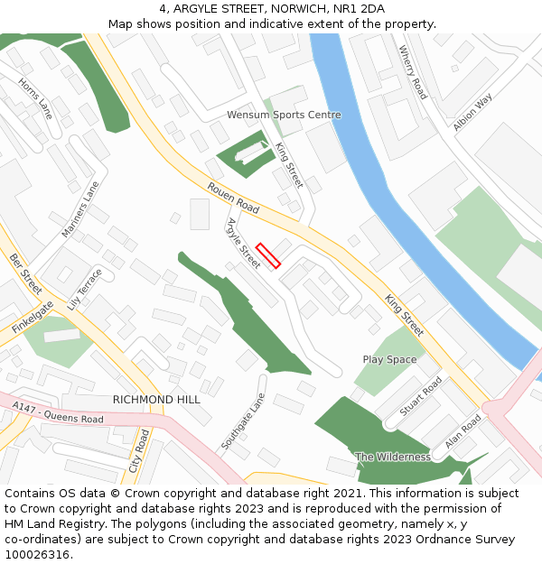 4, ARGYLE STREET, NORWICH, NR1 2DA: Location map and indicative extent of plot