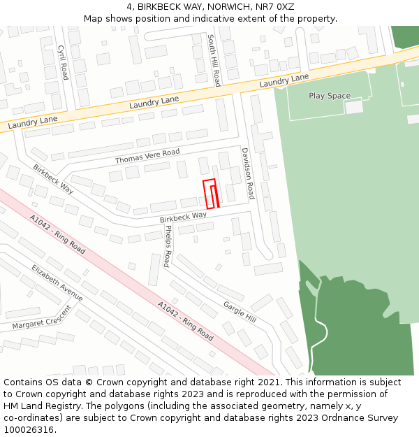 4, BIRKBECK WAY, NORWICH, NR7 0XZ: Location map and indicative extent of plot