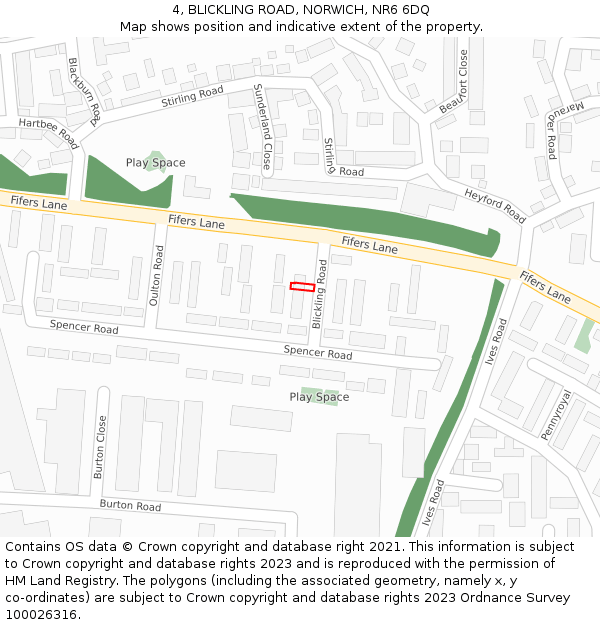 4, BLICKLING ROAD, NORWICH, NR6 6DQ: Location map and indicative extent of plot