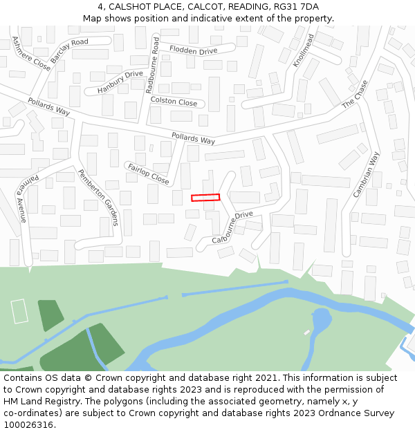 4, CALSHOT PLACE, CALCOT, READING, RG31 7DA: Location map and indicative extent of plot