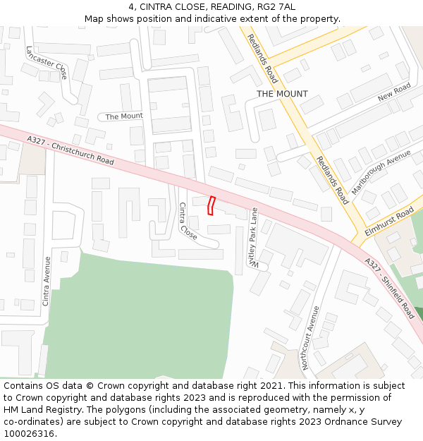 4, CINTRA CLOSE, READING, RG2 7AL: Location map and indicative extent of plot