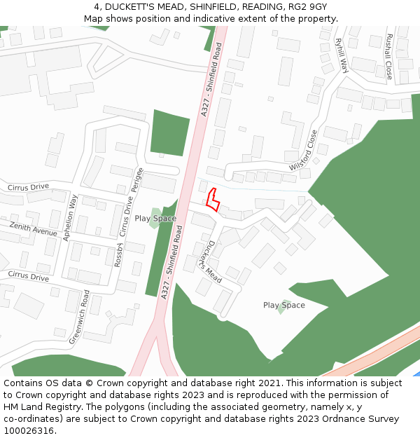 4, DUCKETT'S MEAD, SHINFIELD, READING, RG2 9GY: Location map and indicative extent of plot