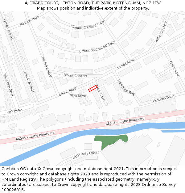 4, FRIARS COURT, LENTON ROAD, THE PARK, NOTTINGHAM, NG7 1EW: Location map and indicative extent of plot