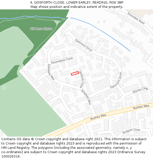 4, GOSFORTH CLOSE, LOWER EARLEY, READING, RG6 3BP: Location map and indicative extent of plot