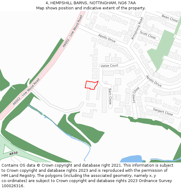4, HEMPSHILL BARNS, NOTTINGHAM, NG6 7AA: Location map and indicative extent of plot