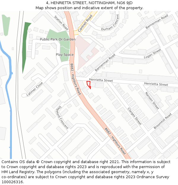 4, HENRIETTA STREET, NOTTINGHAM, NG6 9JD: Location map and indicative extent of plot