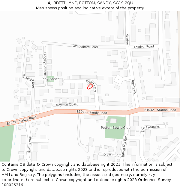 4, IBBETT LANE, POTTON, SANDY, SG19 2QU: Location map and indicative extent of plot