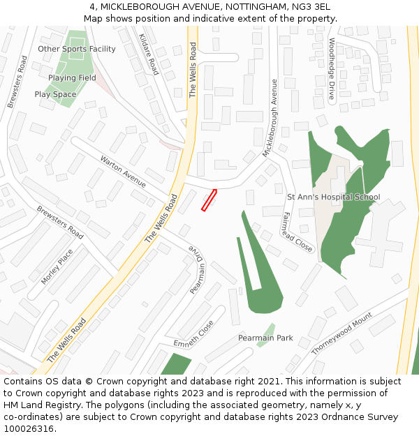 4, MICKLEBOROUGH AVENUE, NOTTINGHAM, NG3 3EL: Location map and indicative extent of plot