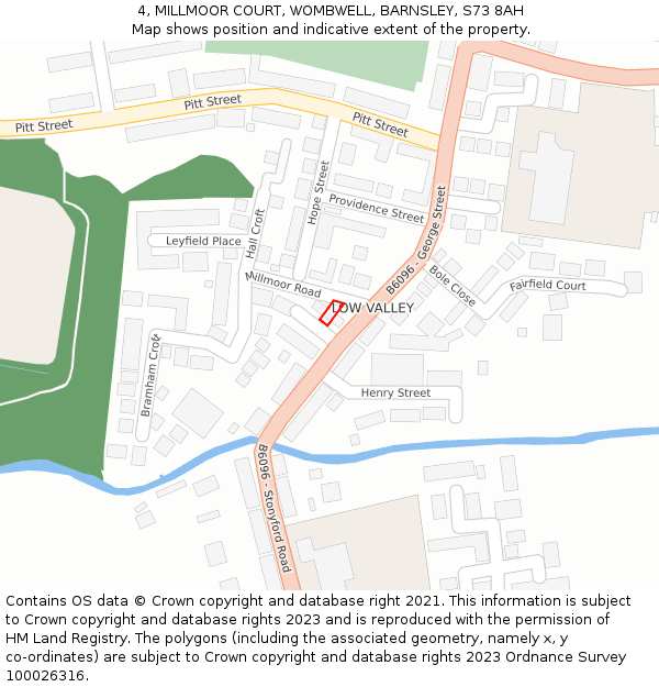 4, MILLMOOR COURT, WOMBWELL, BARNSLEY, S73 8AH: Location map and indicative extent of plot