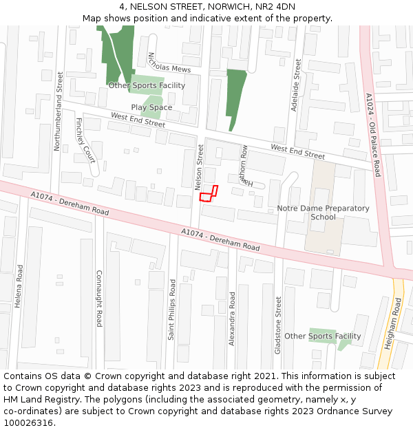 4, NELSON STREET, NORWICH, NR2 4DN: Location map and indicative extent of plot