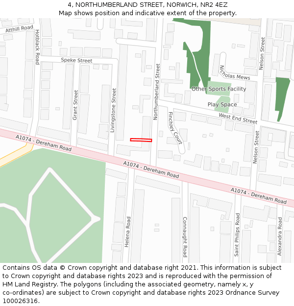 4, NORTHUMBERLAND STREET, NORWICH, NR2 4EZ: Location map and indicative extent of plot