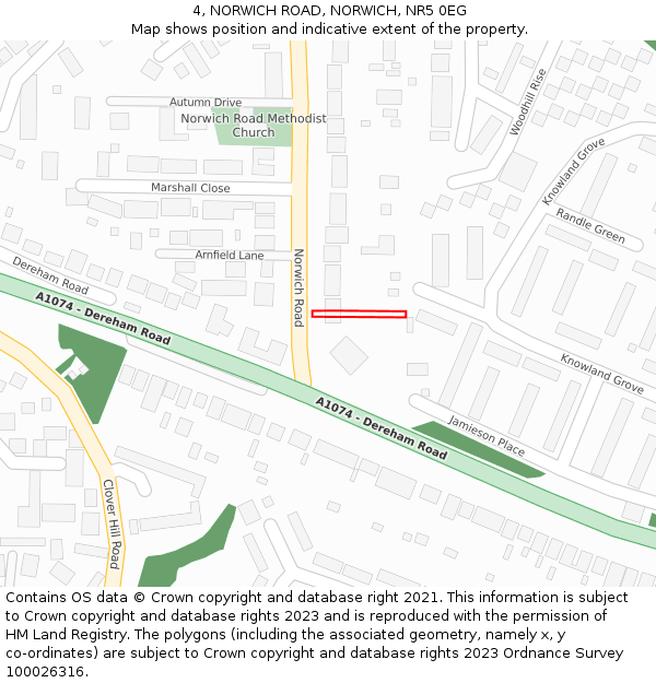 4, NORWICH ROAD, NORWICH, NR5 0EG: Location map and indicative extent of plot