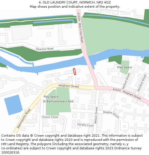 4, OLD LAUNDRY COURT, NORWICH, NR2 4GZ: Location map and indicative extent of plot