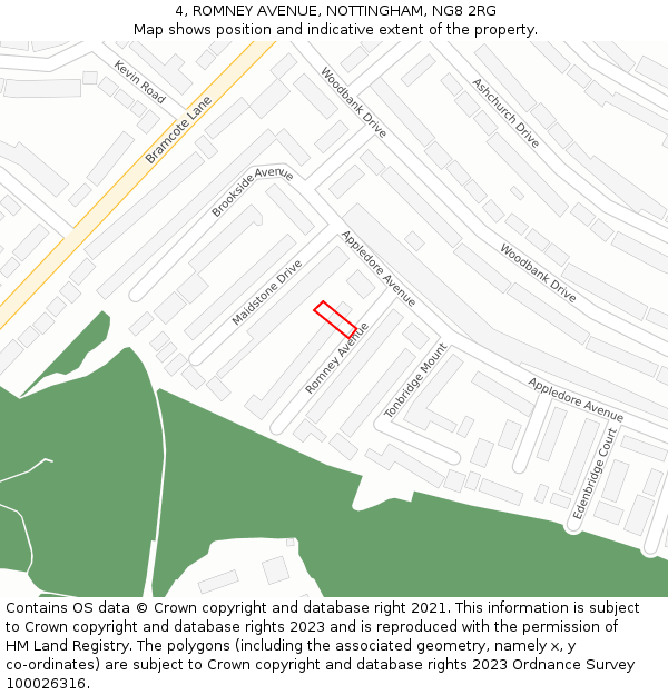 4, ROMNEY AVENUE, NOTTINGHAM, NG8 2RG: Location map and indicative extent of plot