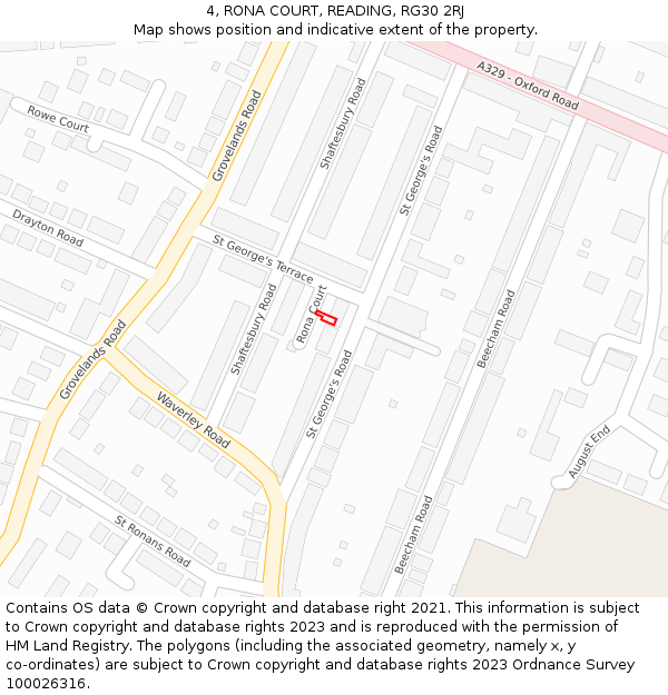 4, RONA COURT, READING, RG30 2RJ: Location map and indicative extent of plot