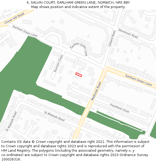 4, SALVIN COURT, EARLHAM GREEN LANE, NORWICH, NR5 8BY: Location map and indicative extent of plot