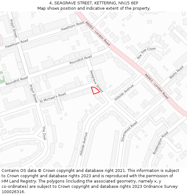 4, SEAGRAVE STREET, KETTERING, NN15 6EP: Location map and indicative extent of plot
