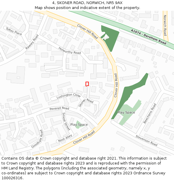 4, SKONER ROAD, NORWICH, NR5 9AX: Location map and indicative extent of plot