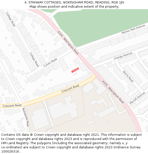 4, STANWAY COTTAGES, WOKINGHAM ROAD, READING, RG6 1JN: Location map and indicative extent of plot