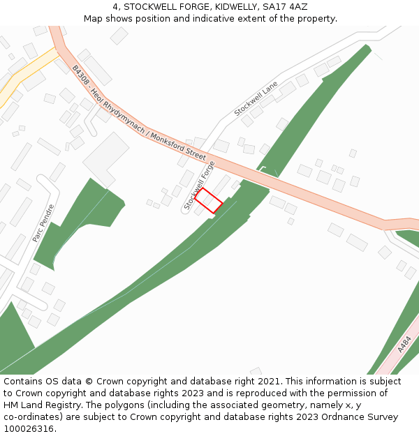 4, STOCKWELL FORGE, KIDWELLY, SA17 4AZ: Location map and indicative extent of plot