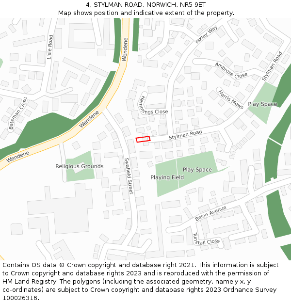4, STYLMAN ROAD, NORWICH, NR5 9ET: Location map and indicative extent of plot