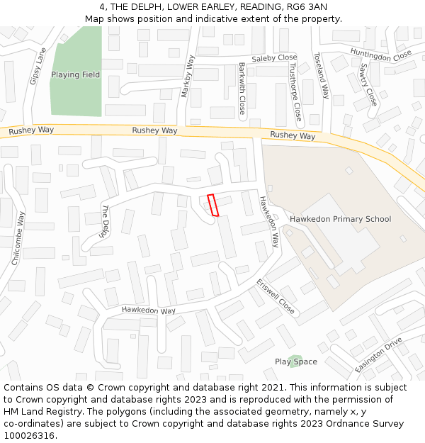 4, THE DELPH, LOWER EARLEY, READING, RG6 3AN: Location map and indicative extent of plot