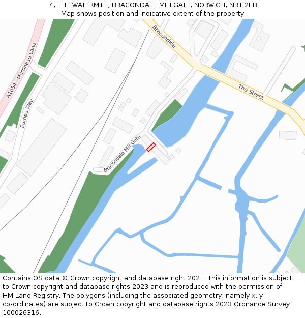 4, THE WATERMILL, BRACONDALE MILLGATE, NORWICH, NR1 2EB: Location map and indicative extent of plot
