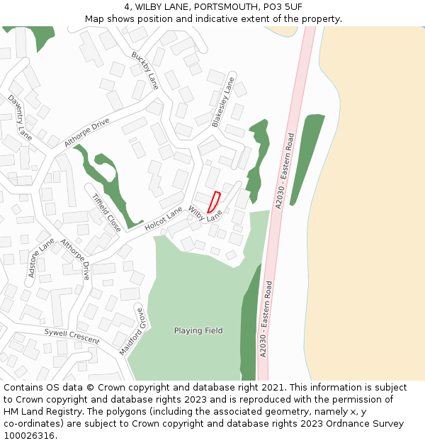 4, WILBY LANE, PORTSMOUTH, PO3 5UF: Location map and indicative extent of plot
