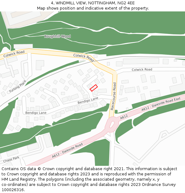 4, WINDMILL VIEW, NOTTINGHAM, NG2 4EE: Location map and indicative extent of plot