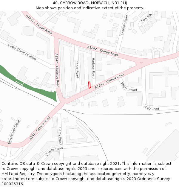 40, CARROW ROAD, NORWICH, NR1 1HJ: Location map and indicative extent of plot