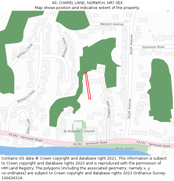 40, CHAPEL LANE, NORWICH, NR7 0EX: Location map and indicative extent of plot