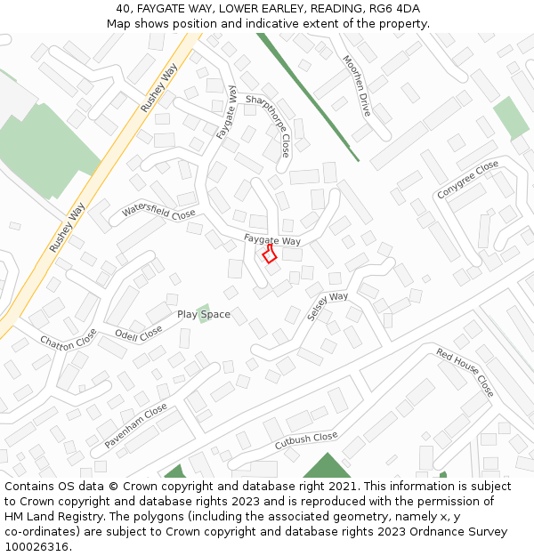 40, FAYGATE WAY, LOWER EARLEY, READING, RG6 4DA: Location map and indicative extent of plot
