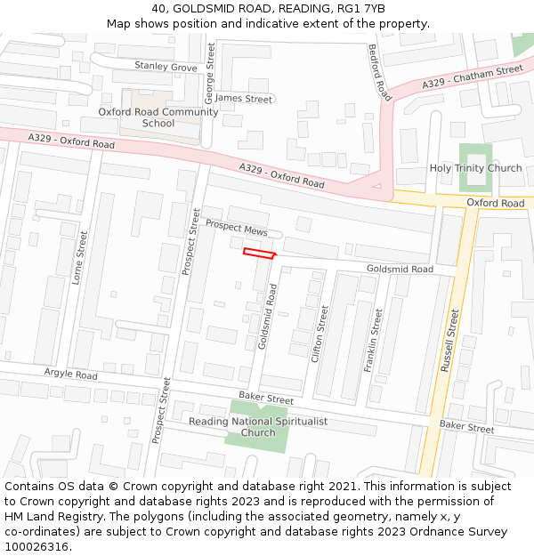 40, GOLDSMID ROAD, READING, RG1 7YB: Location map and indicative extent of plot