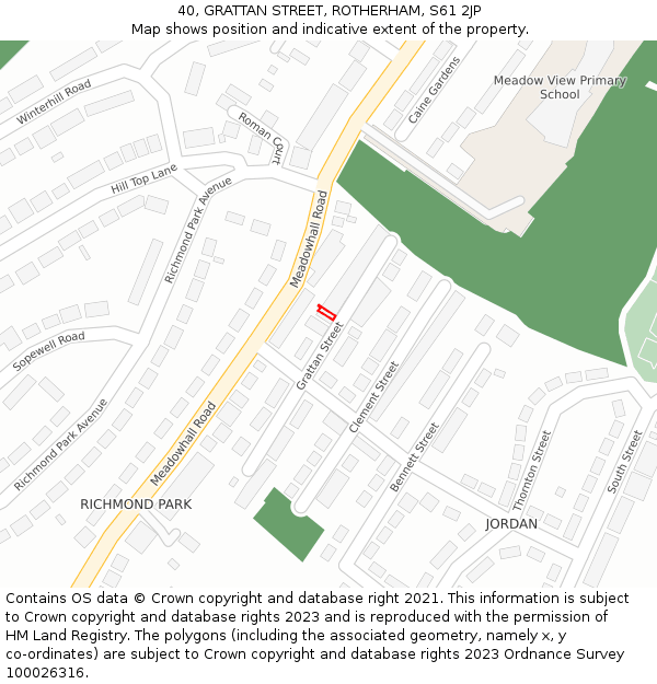 40, GRATTAN STREET, ROTHERHAM, S61 2JP: Location map and indicative extent of plot
