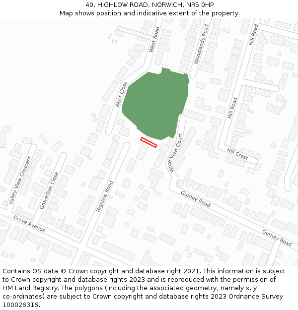 40, HIGHLOW ROAD, NORWICH, NR5 0HP: Location map and indicative extent of plot