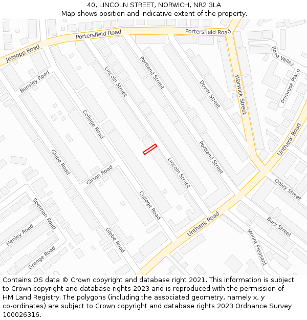 40, LINCOLN STREET, NORWICH, NR2 3LA: Location map and indicative extent of plot