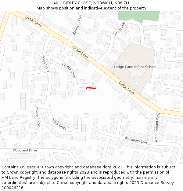 40, LINDLEY CLOSE, NORWICH, NR6 7LL: Location map and indicative extent of plot