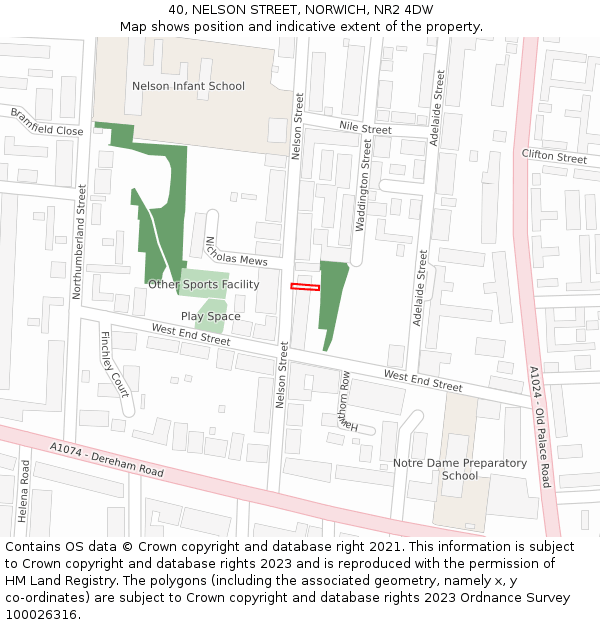 40, NELSON STREET, NORWICH, NR2 4DW: Location map and indicative extent of plot