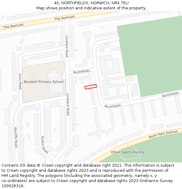40, NORTHFIELDS, NORWICH, NR4 7EU: Location map and indicative extent of plot
