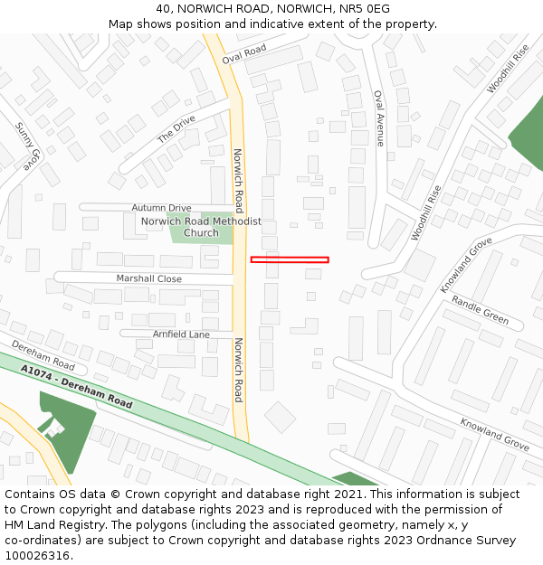 40, NORWICH ROAD, NORWICH, NR5 0EG: Location map and indicative extent of plot