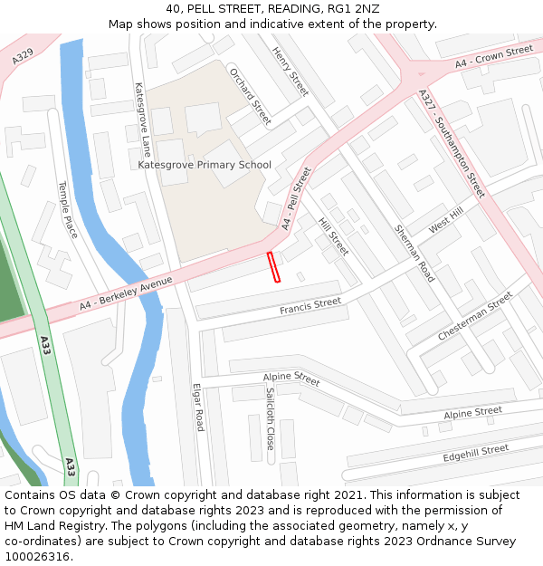 40, PELL STREET, READING, RG1 2NZ: Location map and indicative extent of plot